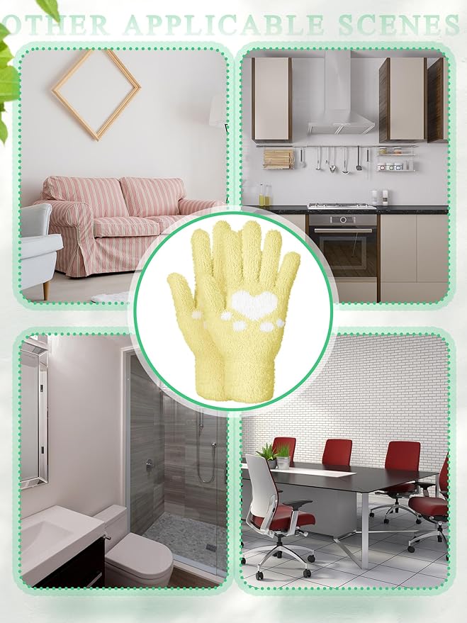 Patelai 3 Pairs Microfiber Plant Dusting Gloves Leaf Cleaning Gloves for Indoor Plants, Blinds, Furniture, House (Green,Pink,Grass Green,Medium)