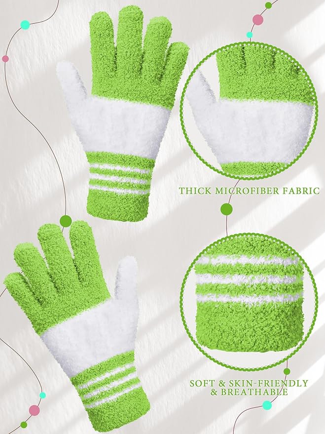 Patelai 3 Pairs Microfiber Plant Dusting Gloves Leaf Cleaning Gloves for Indoor Plants, Blinds, Furniture, House (Yellow,Blue,Pink,White,Medium)