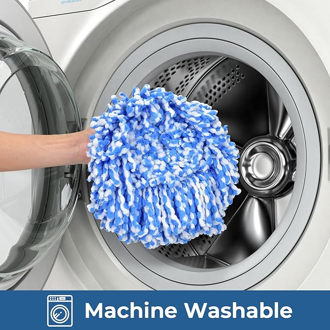 Matthew Cleaning 6Pack Blue Microfiber Spin Mop Replacement Head Compatible with EasyWring Spin Mop Replace Head-EasyWring High Absorbency,Machine Washable, Microfiber Spin Mop Refills