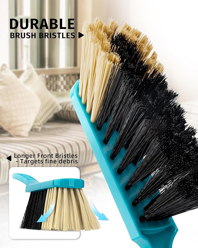 MR.SIGA Dustpan and Brush Set, Pack of 2 Set, Blue & Grey