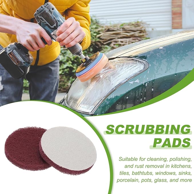 Power Scrub Pads, Scrubbing Pads 320 Grits Scouring Discs - Fitting for (Home Kitchen Cleaning - Drill Attachment - Scrubber Replacement) 20 Pcs & 3 Inch & Red