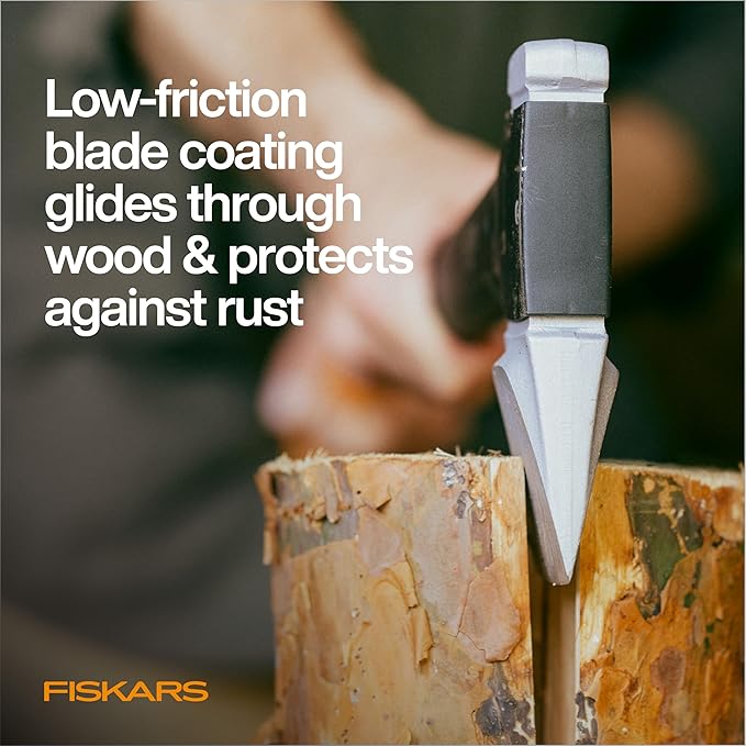 Fiskars X28 Splitting Axe 28", Forged Steel Blade for More One-Strike Splits on Medium Logs, Shock-Absorbing FiberComp Handle & Low-Friction Coating for Easy Removal & Rust Protection