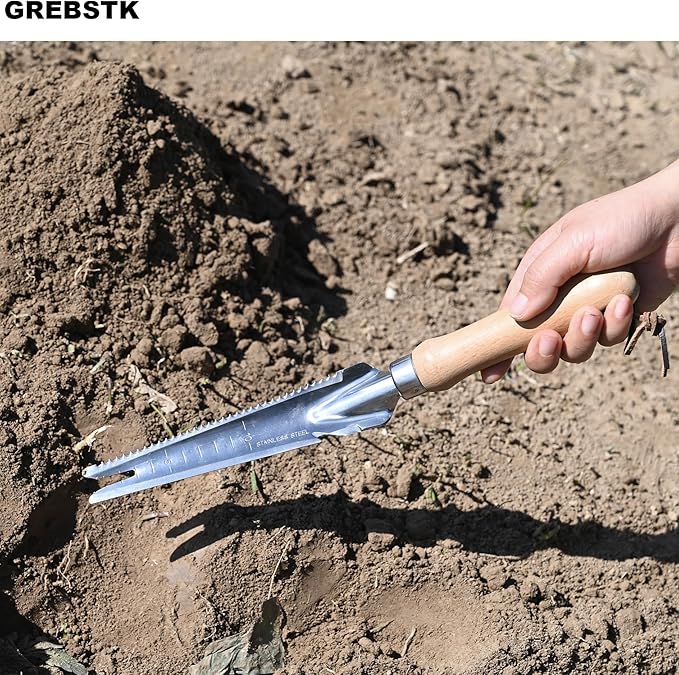 GREBSTK Garden Manual Weeding Tools Stainless Steel Beech Handle Shovel for Weeding, Cultivating, Transplanting, Digging