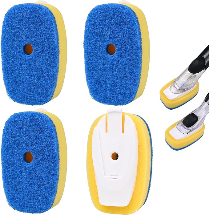 Sponge Brush Refills for OXO Dish Brush, 4 Pack Soap Dispensing Dish Refills, Scrub Replacement Head for Scrubber, Sponge Replacement Head Fits Soap Dispensing Handle