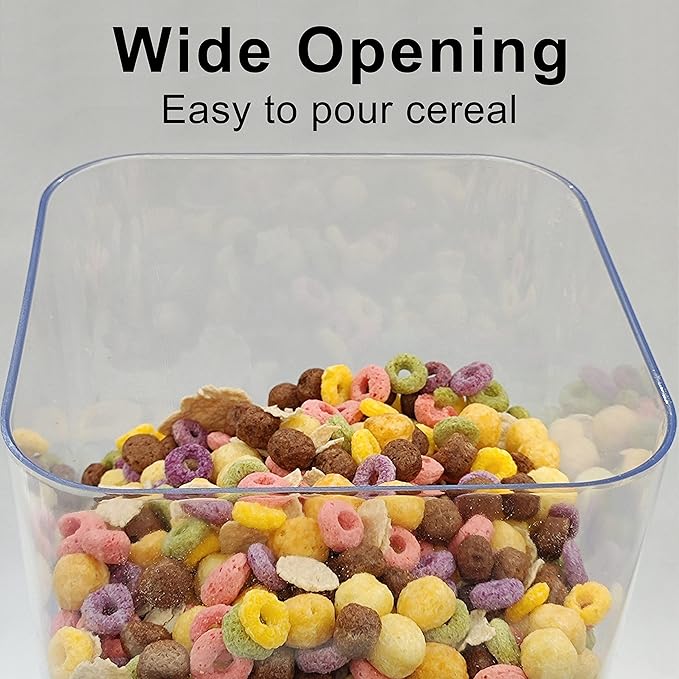 5L Cereal Dispenser Countertop with lids, Organization and Storage Containers for Kitchen and pantry, Rice Dispenser for food, Cereal, Beans, Nuts, Snack,Oatmeal, Dog Food, Bird Seed, Black, 1Pc