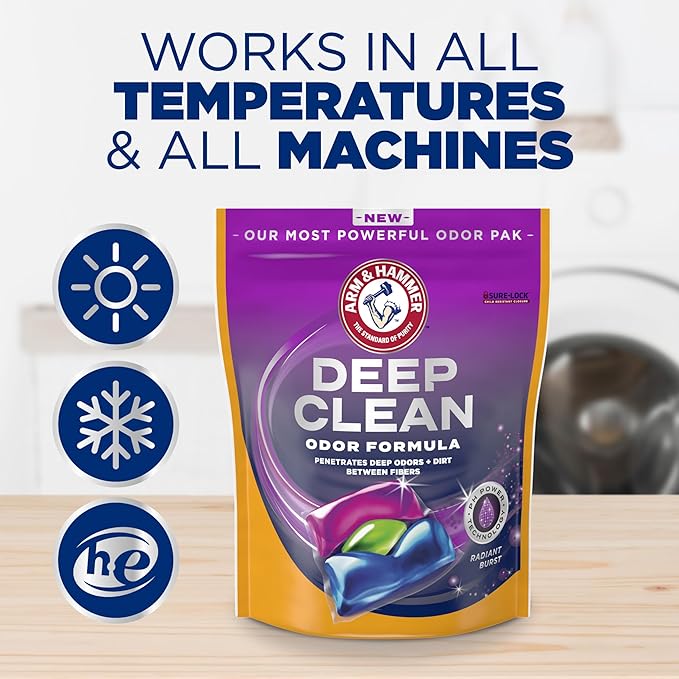 ARM & HAMMER Deep Clean Odor Formula Laundry Detergent Power Paks, 21 ct.