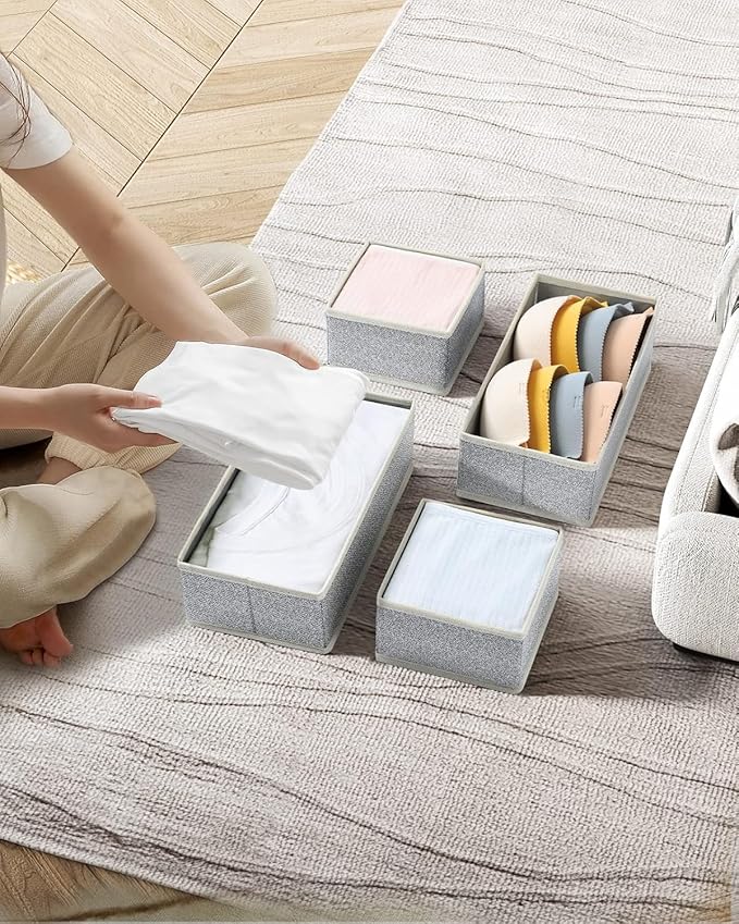 DIMJ Drawer Organizer Clothes Storage - 16 Pack Baby Dresser Organizer for Nursery, Foldable Drawer Dividers for Bedroom Closet Organization, Fabric Storage Bins for Socks, Underwears, Bras