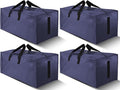 HOMESURE 4 Pack Large Strong Moving Bags with Zippers & Carrying Handles - Water-Resistant - Heavy Duty Storage Tote for Space Saving, Fold Flat, Alternative to Moving Box (Blue)
