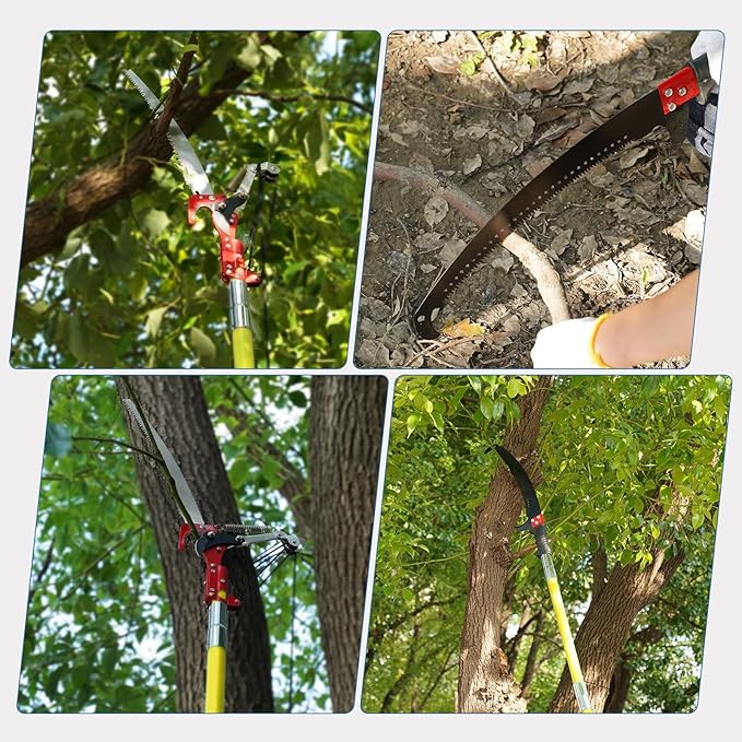 Manual Pole Saw, 7-30FT Pole Saws for Tree Trimming, SK5 and 65 Mn Steel Saw Blades Scissor Pruner Set, Tree Trimmers Long Handle Pruner for Backyard, Garden, Bush Cutting and Pruning of Palm Trees