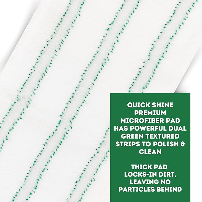 Quick Shine Multi Surface Floor Clean + Polish Mop Kit w/ 3 Reusable Pads & 1-16 oz. Floor Finish | Use Wet + Dry | Hardwood, Luxury Vinyl Plank, Laminate | Safer Choice pH Neutral Formula