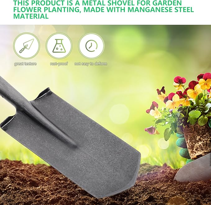 Luxshiny Heavy-Duty Manganese Steel Narrow-Head Tree Shovel for Gardening and Planting, Thickened Soil Digging Tool with Sharp Tip, Sturdy Garden Spade for Transplanting and Lawn Care