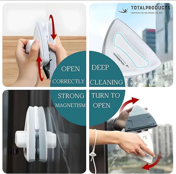 Magnetic Window Cleaner 2mm-10mm, Window Cleaner Bundle with Magnet + Microfiber Cloth, Safe, Durable & Effective for Single Pane Glass Only, Not Climalit.