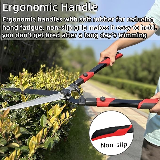 Hedge shears, Extendable 26"-32" Hedge Clippers with Sharp Wavy Blade, Manual Hedge Trimmer for Trimming Borders and Shaping Shrubs, Garden Shears Pruner for Lawn and Yard Tools