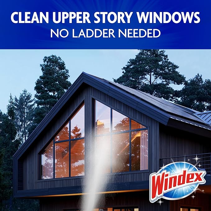 Windex Outdoor Window and Glass Cleaner for Hose Ammonia Free, Concentrated Formula for Deep Outdoor Clean, Patio Cleaner, Compatible With All Hoses, 32 Fl Oz (Pack of 2)