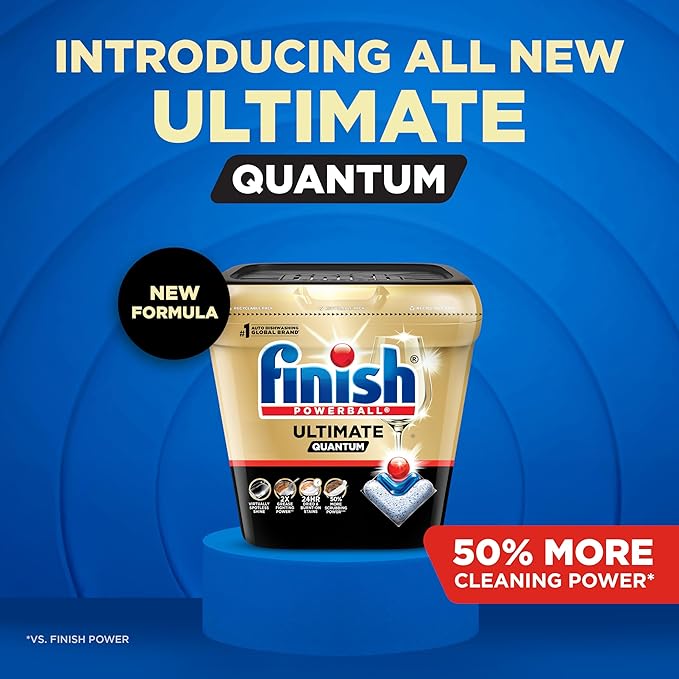 Finish Ultimate Quantum Dishwasher Pods, New & Improved Formula, Dishwasher Detergent Dish Soap, Removes Burnt-On & Dried-On Stain, Degreasing & Scrubbing Power, 70 Count