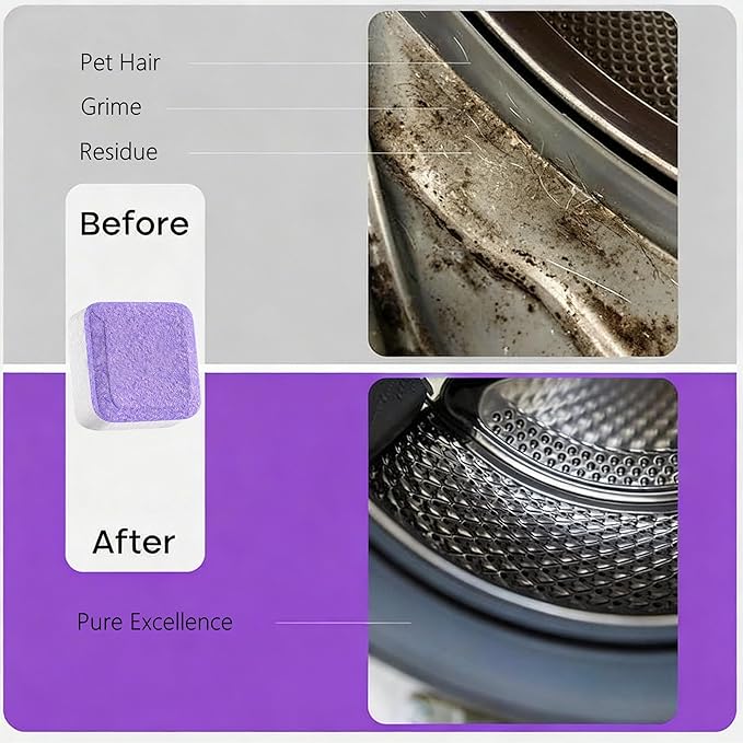 Washing Machine Cleaner Tablets for Pet Owners PRO MAX, Large Enzymatic Deep Cleaning Remove for Cat & Dog Hair, Odor, Residue, Compatible with HE, Top & Front Load
