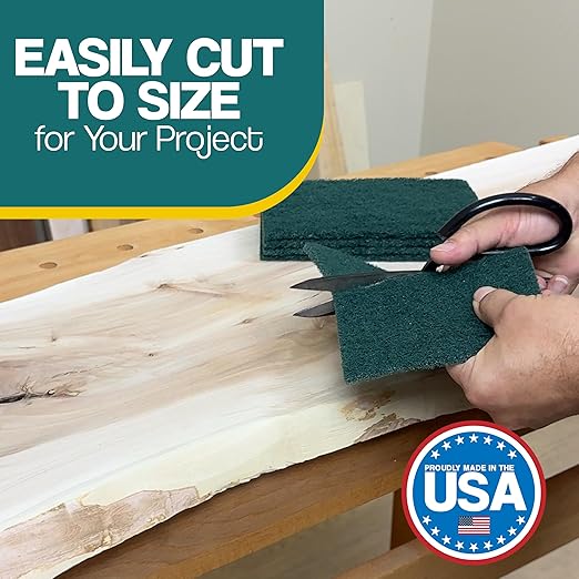 6" x 9" Non-Woven Paint Stripping Pads for Wood, Metal, Rust Removal, Deburring, Clean Soiled Surfaces, Surface Prep Coarse Abrasive Pad for Woodworking - 240 Grit - 10 Pack (Green)