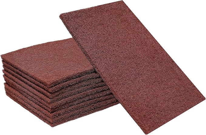 Premium 10 Pack 6" x 9" Brown General Purpose Scuff Pads - Scuffing, Scouring, Sanding, Paint Primer Prep Adhesion Scratch - Surface Preparation Automotive Car Auto Body Woodworking Wood (150 Grit)