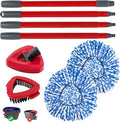 Spin Mop Handle,Mop Head,Base and Brush for OCedar RinseClean 2 Tank System,Include 2 Microfiber Spin Mop Replacement Head,4 Section 30-58" Iron Mop Handle,1 Base and 1 Scrub Brush for Floor Cleaning