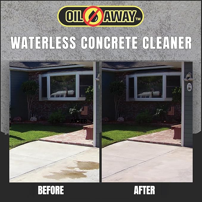 Oil Stain Fighter Driveway Kit with Pretreat Solution for Maximum Results | 4 oz. Pretreat Spray + 10 oz. Enzyme Powder | No Rinse Safe Concrete Cleaning Duo for Driveways and Patios | Driveway Size