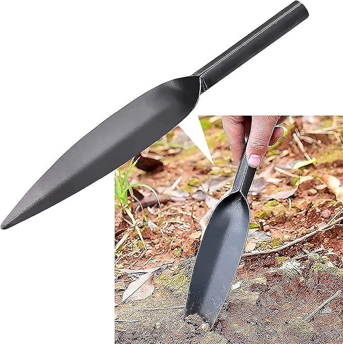 Willow Leaf-Shaped Garden Trowel Tool 12-inch Hand Shovel High-Carbon Steel Material One-Piece Forged Heavy Duty Manual Tool Potting Digging Transplanting Planting Weeding (Grey)