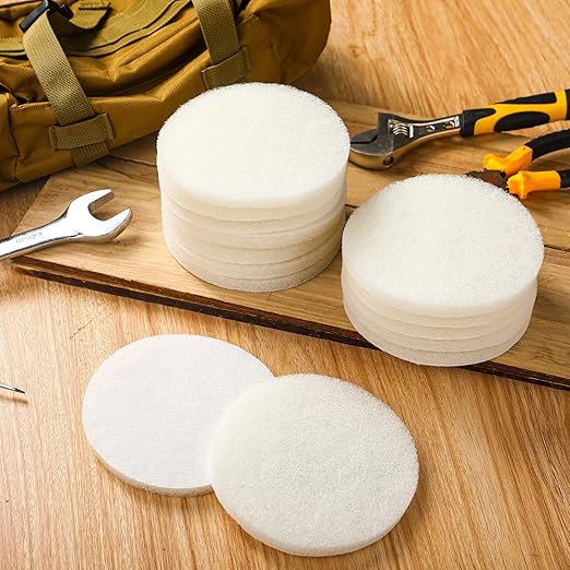 LemonRoad 5" Non Scratch Polishing Pad Hook & Loop Woven Discs, Non-Abrasive Finishing Pads, Buff & Polish Finished Surfaces, Wood Oil & Wax Application Conditioning Discs (White,30 Pcs)