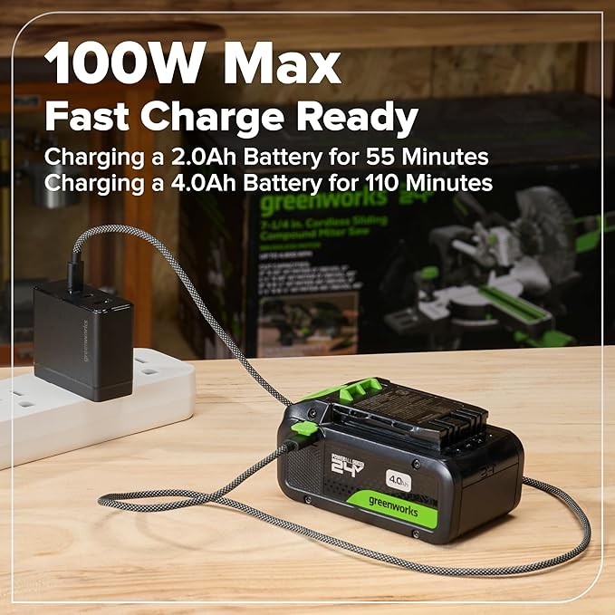 Greenworks 24V Cordless Brushless 400 in-lbs Drill/Driver+1950 in-lbs Impact Driver Combo,High Torque, Lightweight, (2) 2.0Ah USB-C Batteries(12,000mAh Power Bank) and 65W USB-C Fast Charger(3-Port)