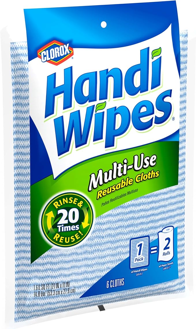 Handi Wipes Reusable Cloths, Extra Large,6 Count (Pack of 2)