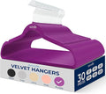 SereneLife 30 Pack Velvet Hangers – Non-Slip Clothes Hangers with Heavy Duty Design, Slim Space-Saving Coat Hangers with 360° Swivel Hook, Strong Lightweight Closet Organizer Set for Clothes (Purple)