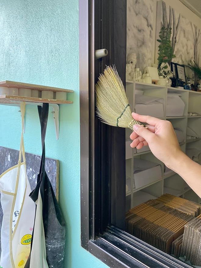 Small Whisk Broom9.5 Handheld Brush Whisks Away Dust, Dirt & Debris Brush Hanger for Easy Storage Perfect for Indor Outdoor and Car - Short of Asian Whisk Broom (Soft Broom Thai)
