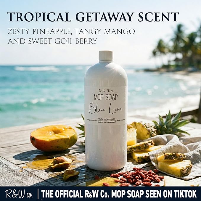 R&W CO. Original 32 oz Premium Mop Soap Blue Lava Scented, Gentle Floor Cleaner for all Surfaces, Non-Toxic, Pet and Skin Safe Formula, Streak-Free Shine