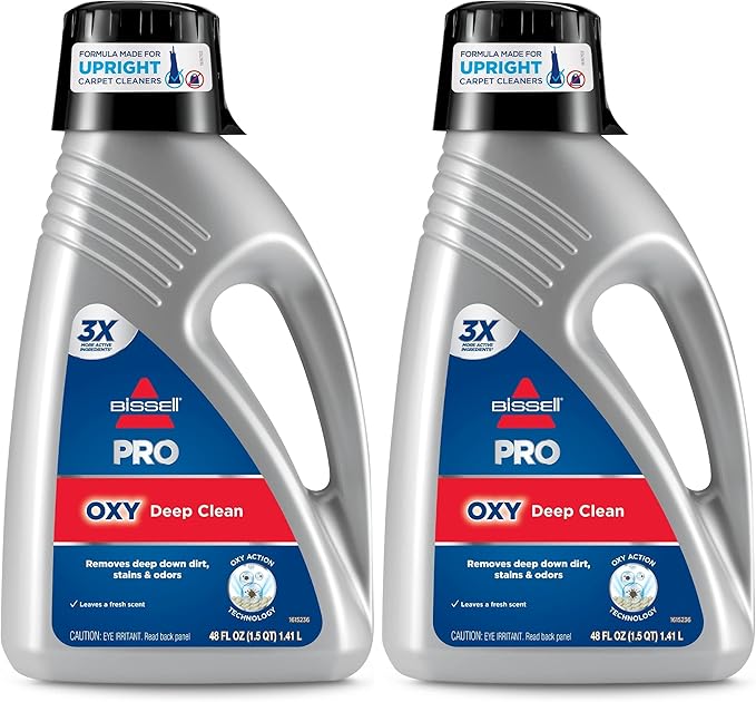 Bissell PRO OXY Carpet Deep Clean Solution,for use in leading upright carpet cleaners,48oz,Removes deep down dirt,stains & odors,(Pack of 2)