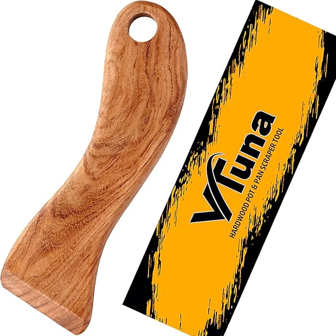Wooden Pot&Pan Scraper, Dishwashing Scrub for Pots, Pans, Plates, Bowls, Remove Food and Residue Effectively Without Scratching, Kitchen Gadget. (1)