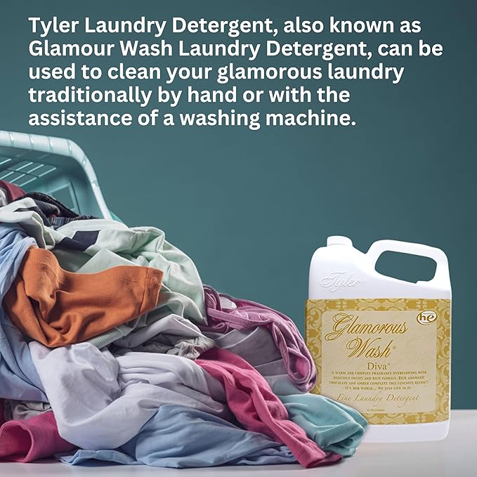 Worldwide Nutrition Bundle Compatible with Tyler Candle Company Glamorous Wash Diva Laundry Liquid Detergent - Hand and Machine Washable Diva Laundry Detergent - 3.78L (1Gallon) Detergent w/Keychain