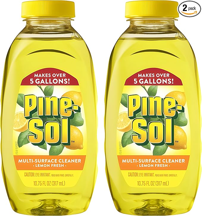 Pine-Sol Multi Surface Cleaner, 2 Pack, Concentrated Multi Purpose Cleaner and Degreaser for Kitchen and Bathroom, Makes 5 Gallons, Lemon Fresh Scent, 10.75 oz. Each