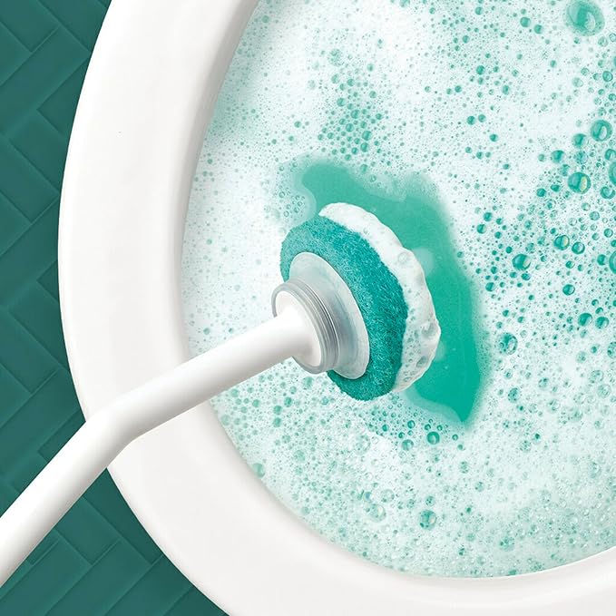Scotch-Brite Power Scour Toilet Cleaning System, Toilet Bowl Cleaner with Disposable Scrub Pad Tablets, Includes 1 Wand, Stand and 5 Scrubbing Pad Refills