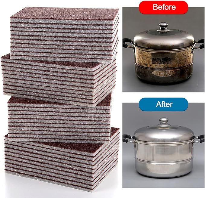 20pcs Nano Carborundum Sponge, Emery Sponge Brush Clean Eraser Scrub, Kitchen Magic Cleaning Sponge for Removing Rust Cleaning Pots and Pans, Household Cleaning Tool