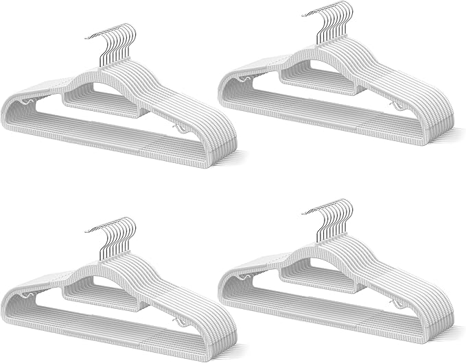 40 Pack Thin Space Saving Hangers, No Slip Clothes Hangers with Non Slip Textured and 360° Hook - Plastic Hanger, Closet Organizer for Shirt, Pants, Suit, Skirt, Coat - Ivory White