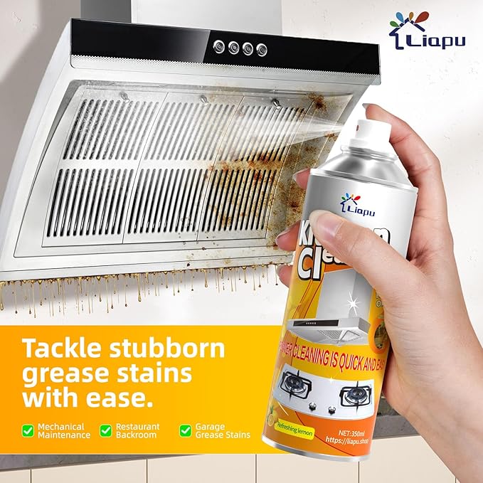 Liapu All Purpose Cleaner, Heavy Duty Degreaser Cleaner Spray, Lemongrass Scent Oven Cleaner Clean Up Kitchen Oil Stains Cleaning Tools For Stove Top & Induction Cooktop and Grill