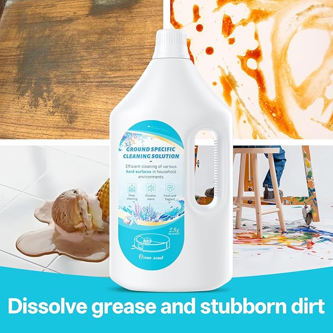 Floor Cleaning Solution Ocean Scent, Compatible with Roborock Cleaning Solution Quick Drying Without Residue Suitable for All Robot Vacuums and Wet Dry Dual-Use Vacuum Cleaners (2.5 L, Ocean)