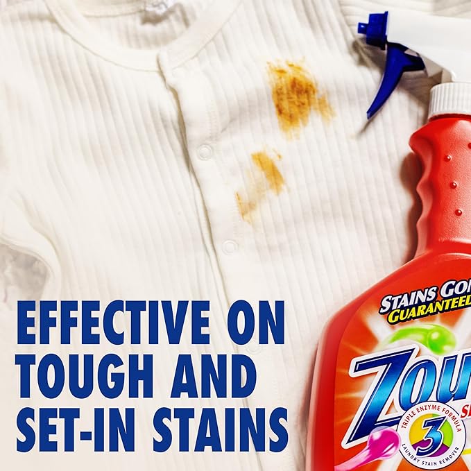 Zout Laundry Stain Remover Spray, Triple Enzyme Formula, 22 Ounce Bottles, 2-Pack