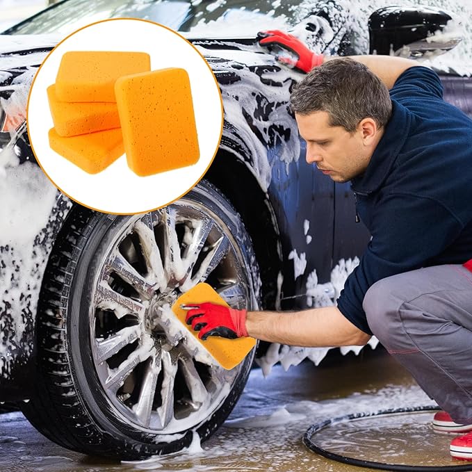 24 Pcs Large Cleaning Sponges Bulk, 7.6 x 5.3 x 1.9 Inch Yellow Reusable Grout Sponge Super Absorbent Non-Scratch Car Wash Sponges for Car, Floors, Windows, Dishes Cleaning