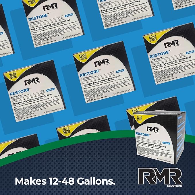 RMR Solutions RESTORE Disinfectant & Cleaner Concentrate, EPA Registered Mold Remover & Antibacterial Cleaning Solution for Kitchen, Bathroom, Floor, Home, Pet Areas, Counter, 13.1g, Makes 48 Gallons