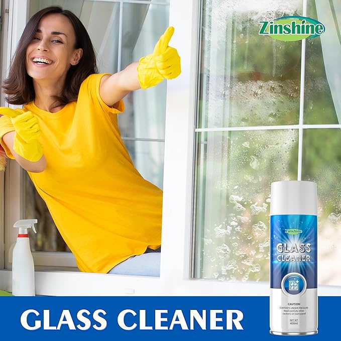 Glass and Window Cleaner Spray - Ammonia-Free Glass Cleaner, Foaming Cleaning Spray, Safe for Tinted Non-Tinted Windows, Streak-Free Shine for Auto and Home, 14 fl oz