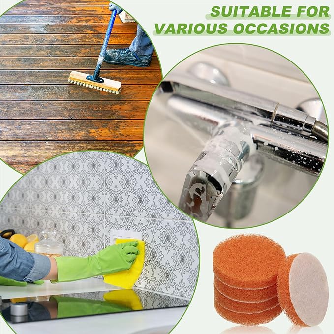 Power Scrub Pads, Scrubbing Pads 2000 Grits Scouring Discs - Fitting for (Home Kitchen Cleaning - Drill Attachment - Scrubber Replacement) 20 Pcs & 2 Inch & Orange