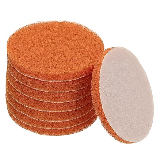 Power Scrub Pads, Scrubbing Pads 2000 Grits Scouring Discs - Fitting for (Home Kitchen Cleaning - Drill Attachment - Scrubber Replacement) 8 Pcs & 4 Inch & Orange