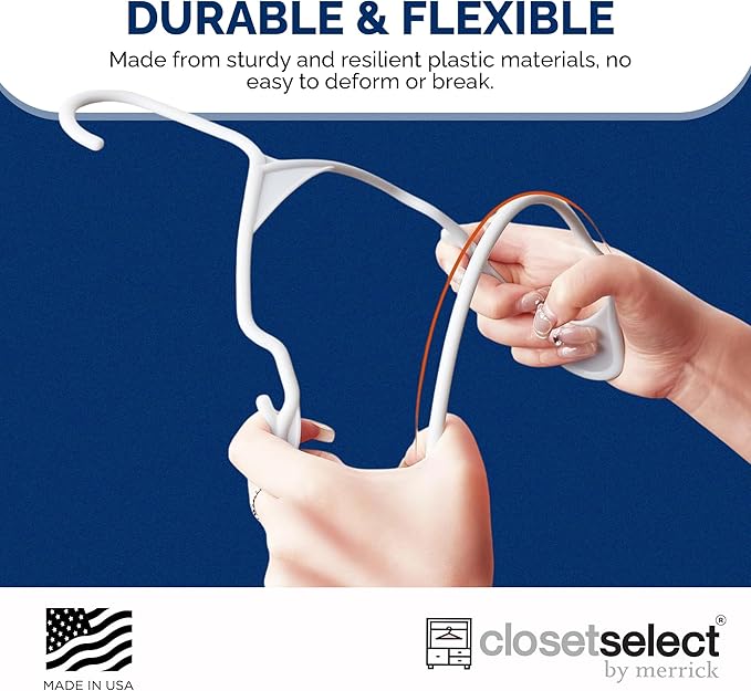 Closetselect Plastic Hangers 50 Pack - Space Saving Clothes Hangers, Made in USA, Durable & Strong Plastic Shirt & Coat Hanger with Notches & Shoulder Grooves, Non-Slip Hangers | Blue Sapphire