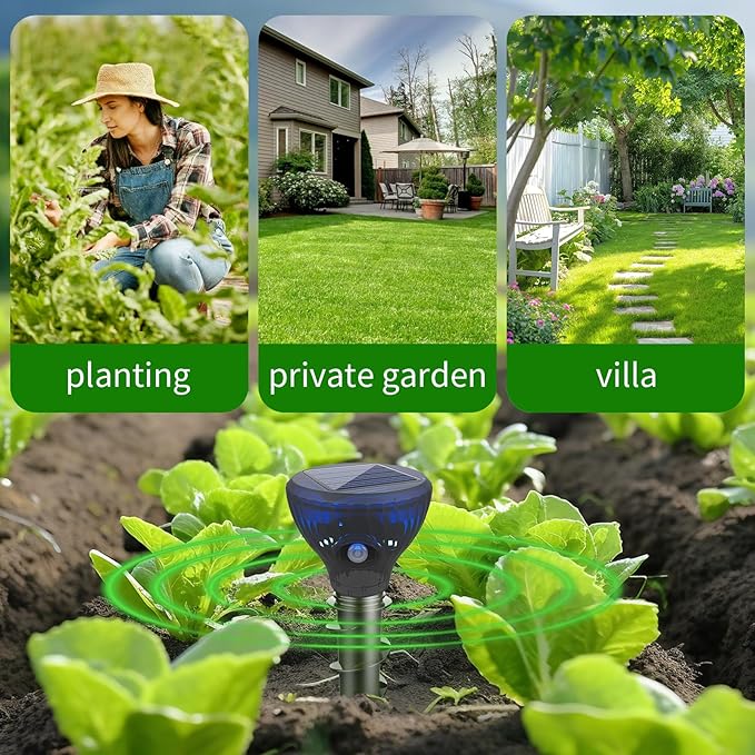 4 Pack Mole Repellent Solar Powered,Gopher Repellents,Solar Powered Waterproof Vole Repellent, Flash&Vibration is Suitable for Lawn, Courtyard and Outdoor Mole Deterrent for Yard