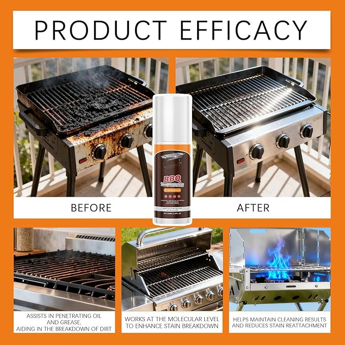 Stainless Steel Grill Cleaner, 100ml Heavy Duty Foam, 3.9x3.9x13.7cm, for BBQ, Oven, Kitchen, Outdoor Grills, Home, Restaurant, Appliance Maintenance