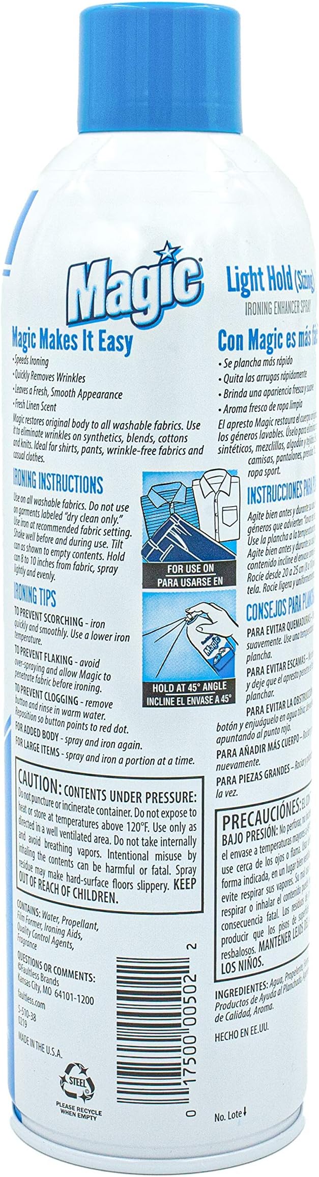 MAGIC Sizing Light Body Starch – No Flaking or Clogging! Light Ironing Starch – 20oz Iron wrinkles from Clothes (Pack of 2) – Fresh Linen Scent Finishing Spray